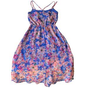 Candie’s Women Sleeveless High-low Cute Summer Floral Dress size M, Blue & Pink